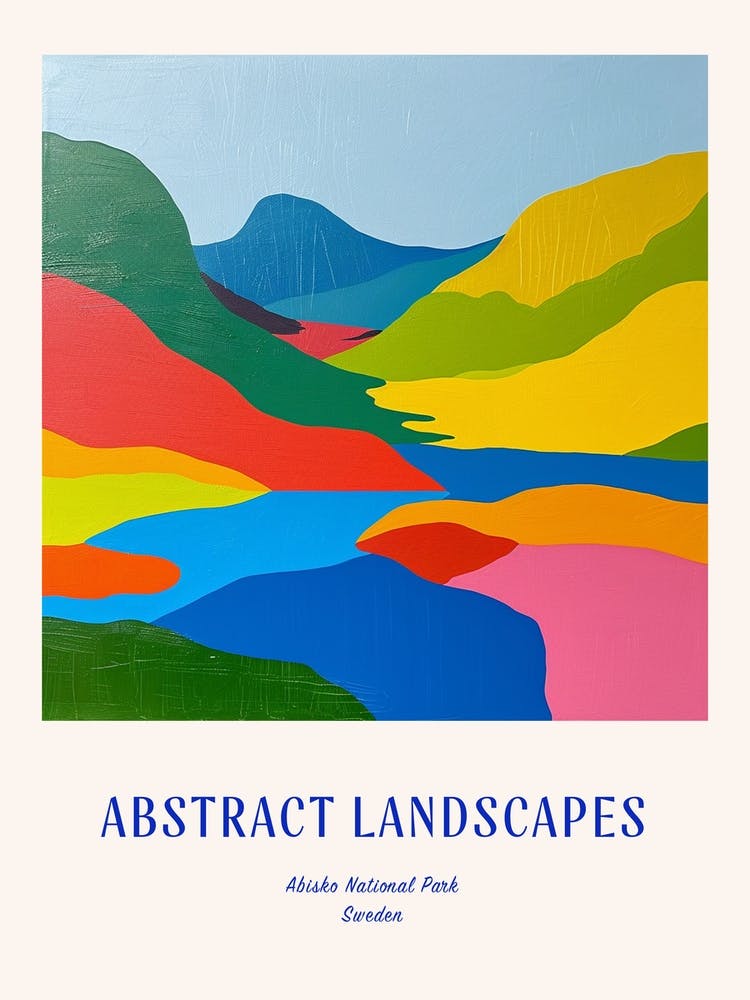 Colourful Abstract Abisko National Park Sweden 1 Poster Blue