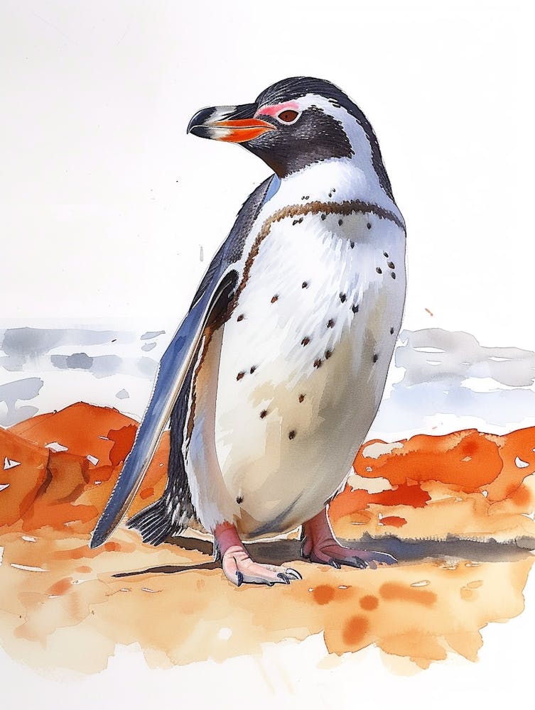 Humboldt Penguin King George Island Watercolour Painting 4