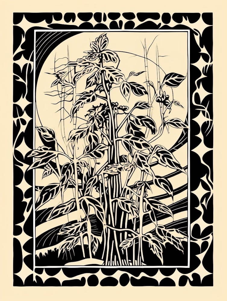 B&W Plant Illustration Croton Codiaeum 3