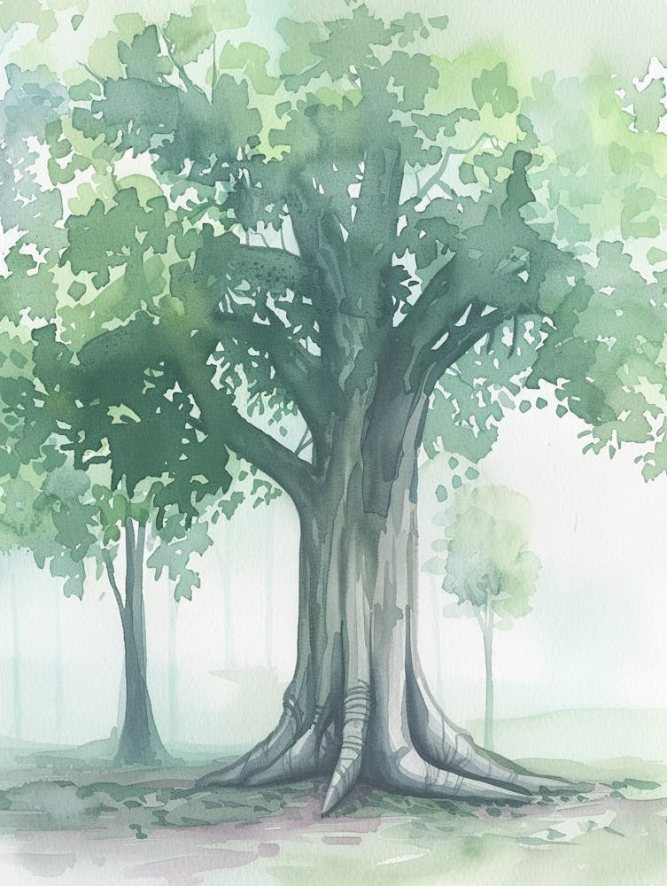 Banyan Tree Atmospheric Watercolour Painting 5