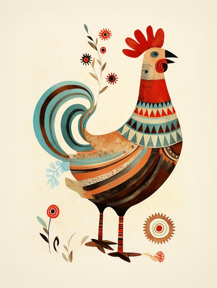 Rooster, primitive art 1