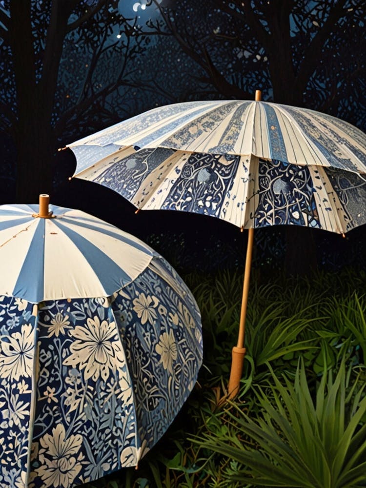 William Morris Umbrellas At Night