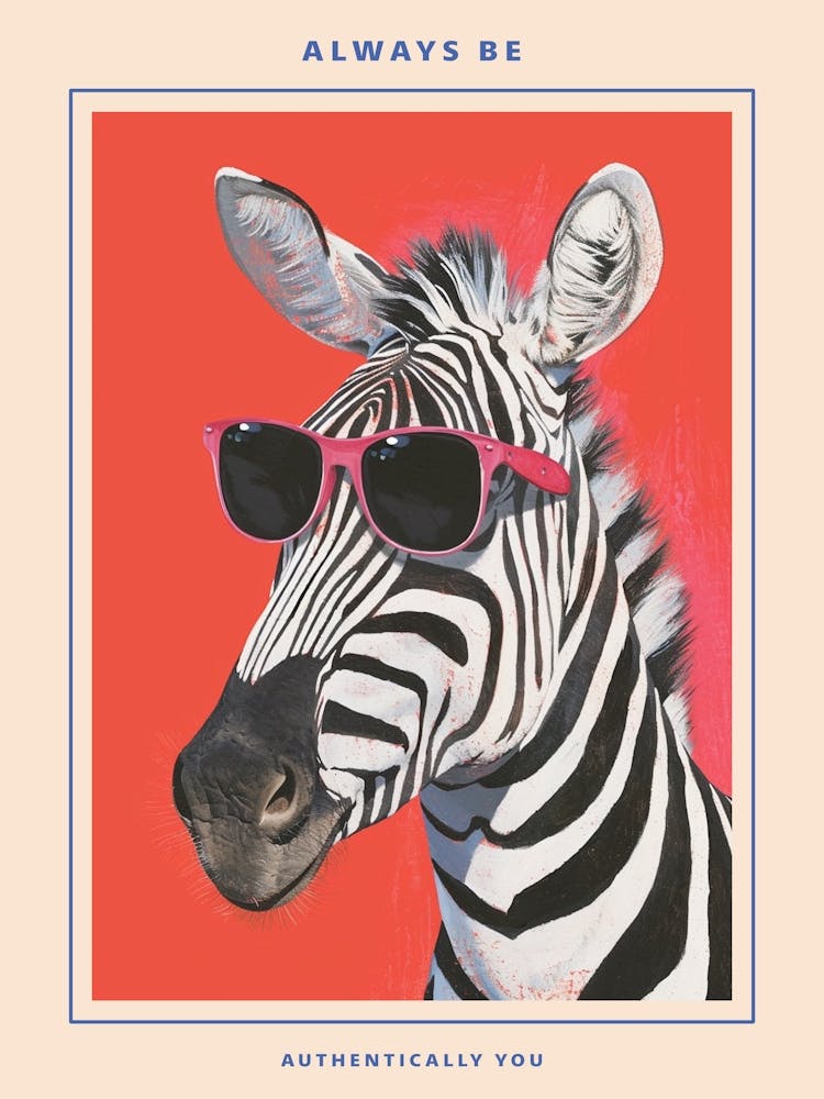 Kitsch-Porträt Eines Zebras Mit Sonnenbrille 3 Poster