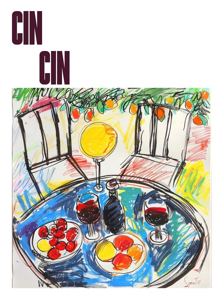 Cin Cin Poster Wine Lunch Matisse Style 5