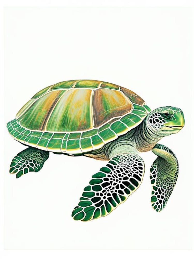Foraging Sea Turtle, Sea Turtle Vintage 1