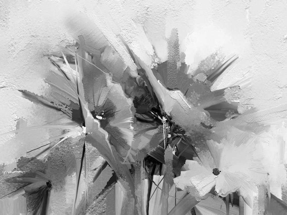 Abstract Flowers In Black And White