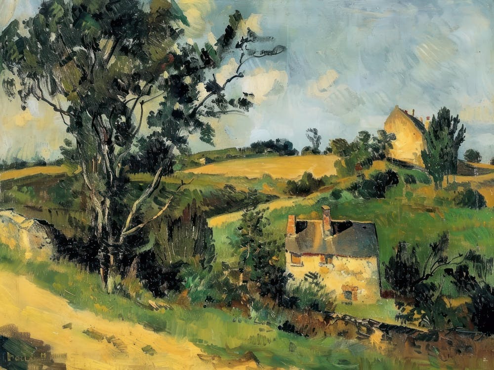 Ländliche Harmonie Malerei inspiriert von Paul Cezanne