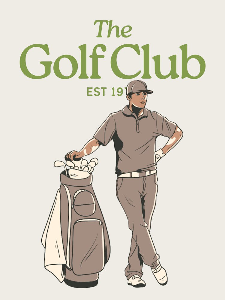The Golf Club Print | Vintage Retro Decor | Golf Lover Prints | Sporty Athletic Wall Art | Beige + Green Earth Tone Decor | Sports Club Prints 8