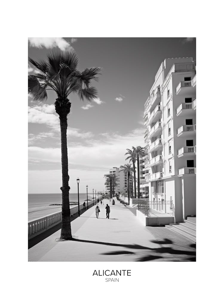 Poster Of Alicante, Spain, Black And White Analogue Photography 1