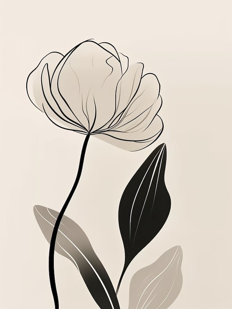 Strichzeichnung Tulpen Blumen Illustration Neutral 14