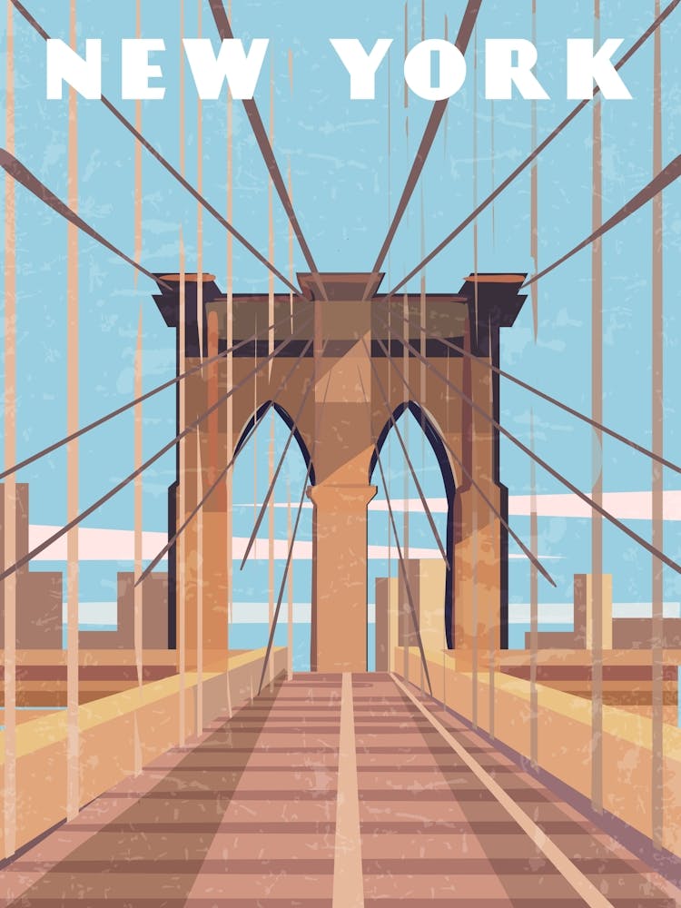 New York, USA — Retro travel minimalist poster