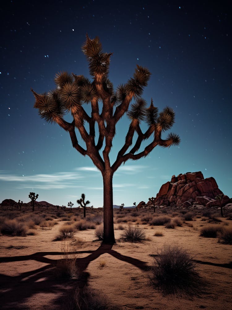  Photograph Of A Joshua Tree At Night  In A Sandy Desert 1