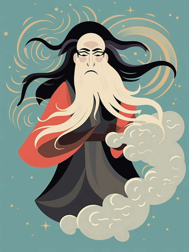 Japanese Fjin Wind God Illustration 12