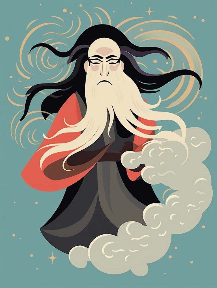 Japanese Fjin Wind God Illustration 12