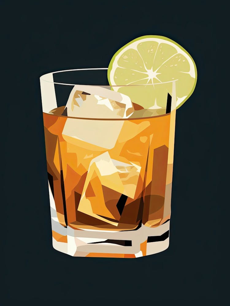 Mid Century Modern Illustration Dark  N  Stormy Floral Infusion Cocktail 3