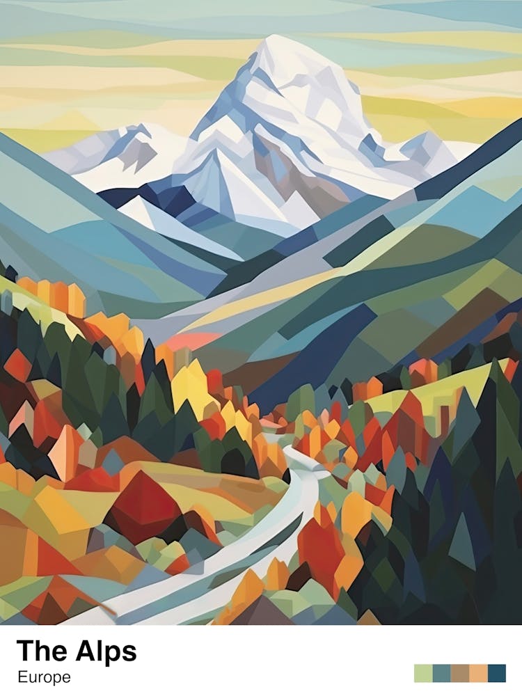 The Alps   Geometric Vector Illustration 2 Poster