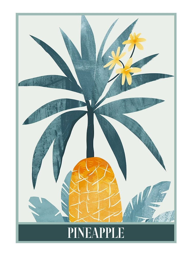 Pineapple Tree Illustration Flat 5 Poster
