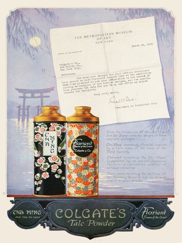 Colgate’s Talc Powder Advert, 1920