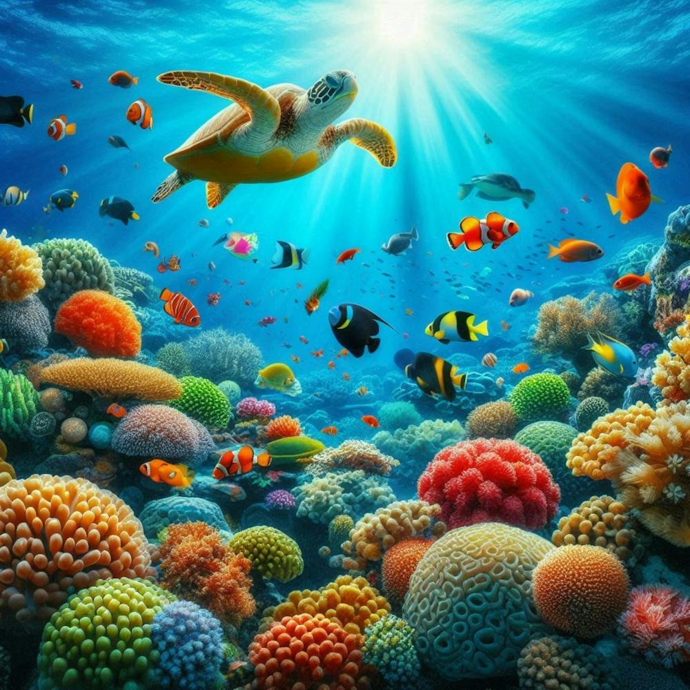 Coral Reef and turtle
