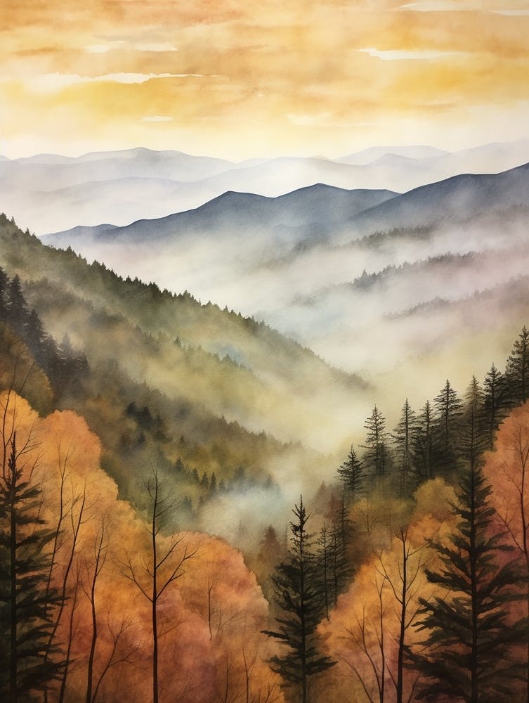 Autumn Forest Landscape The Great Smoky Mountains