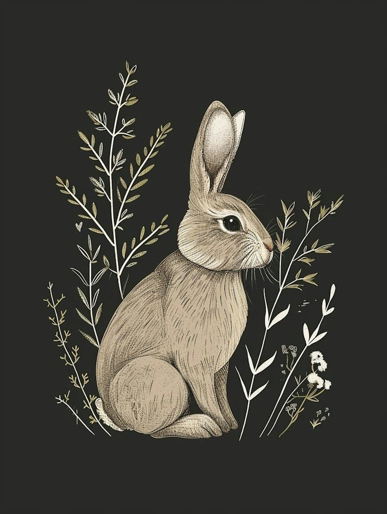 Tan Rabbit Minimalist Illustration 4