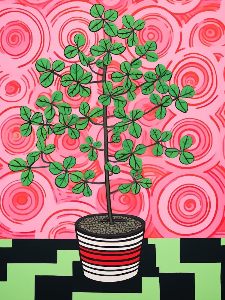 Pink And Red Plant Illustration Jade Plant 1