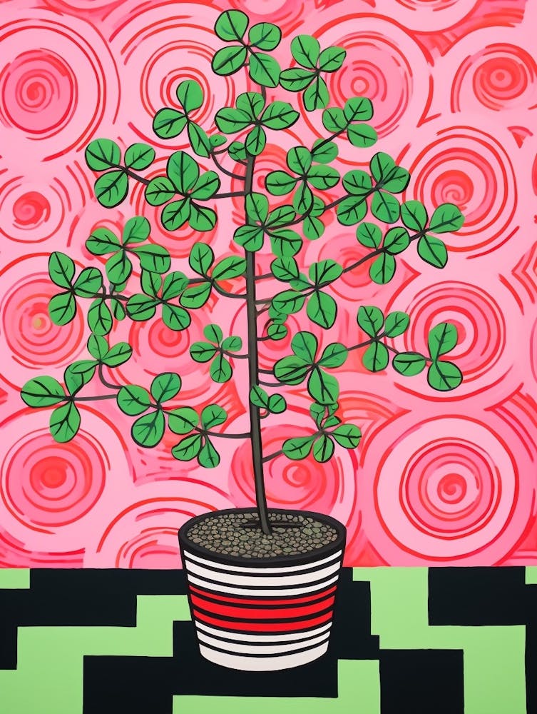 Pink And Red Plant Illustration Jade Plant 1
