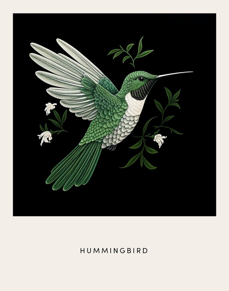 Ohara Koson inspiriertes Vogelgemälde Kolibri 4 Poster