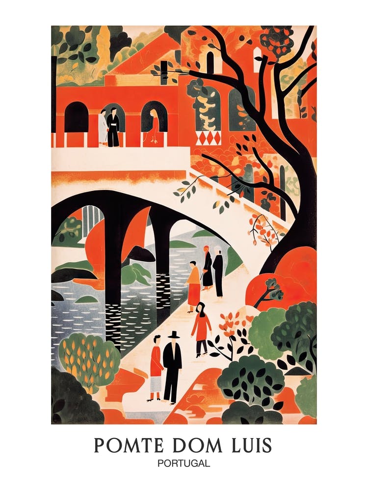 Ponte Dom Luis, Portugal Colourful 2 Travel Poster