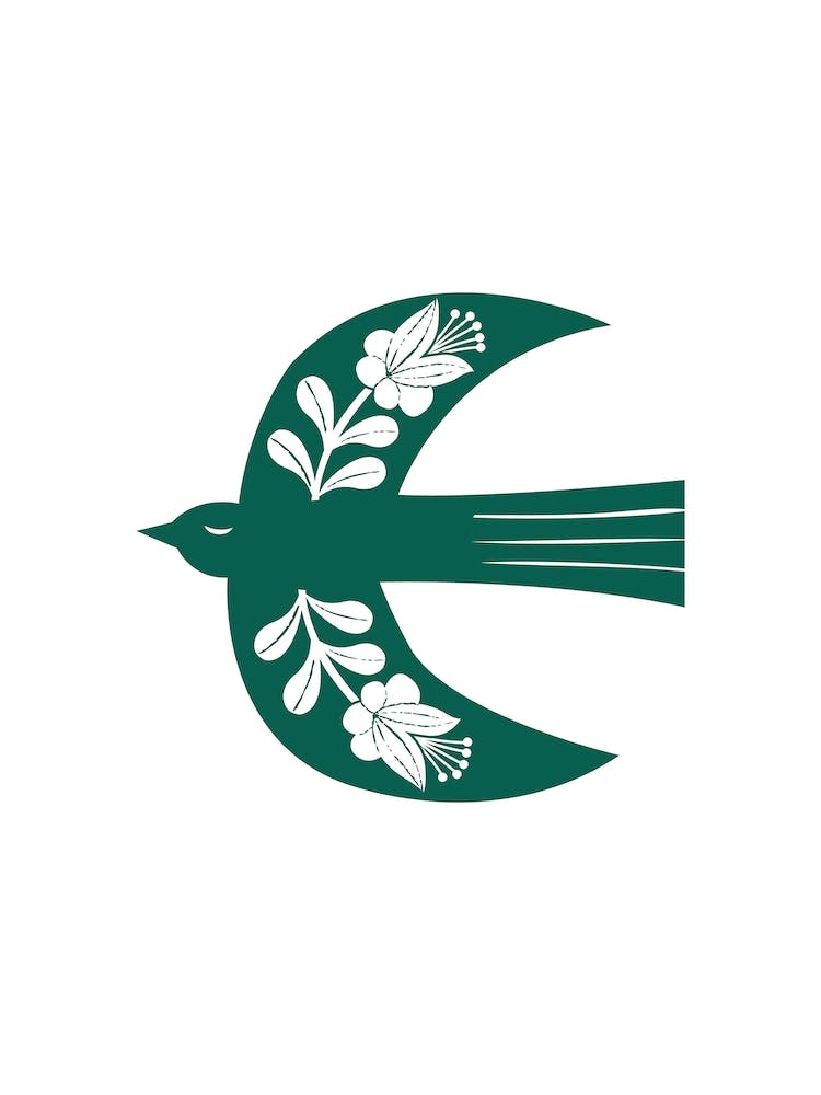 Large Folk Bird Dark Green