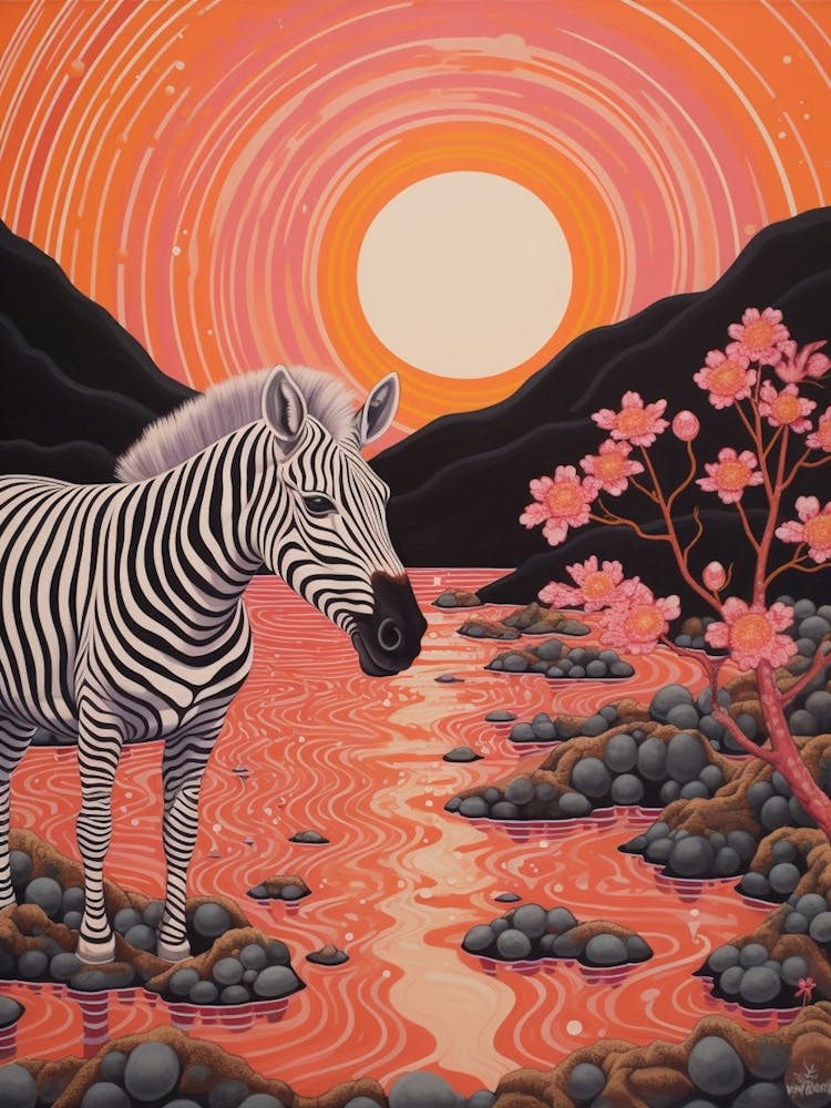 Zebra In The River 1