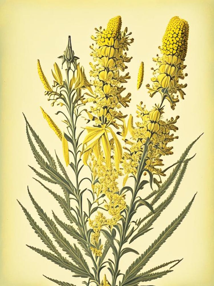 Goldenrod 3 Floral Botanical Vintage Poster Flower