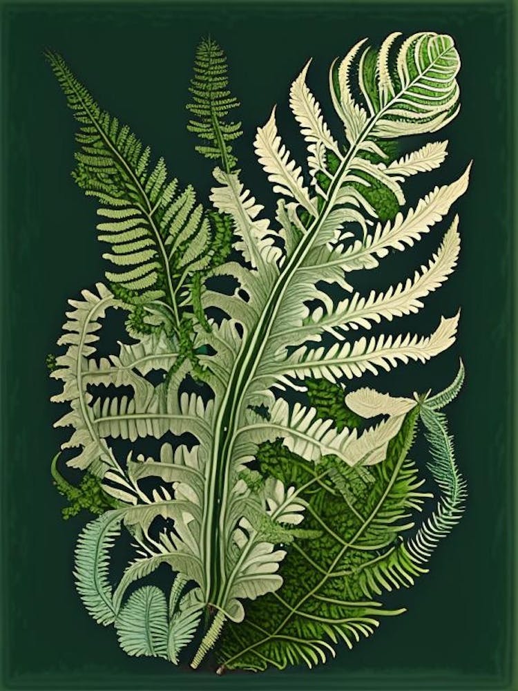 Painted Fern Wildflower Vintage Botanical 1