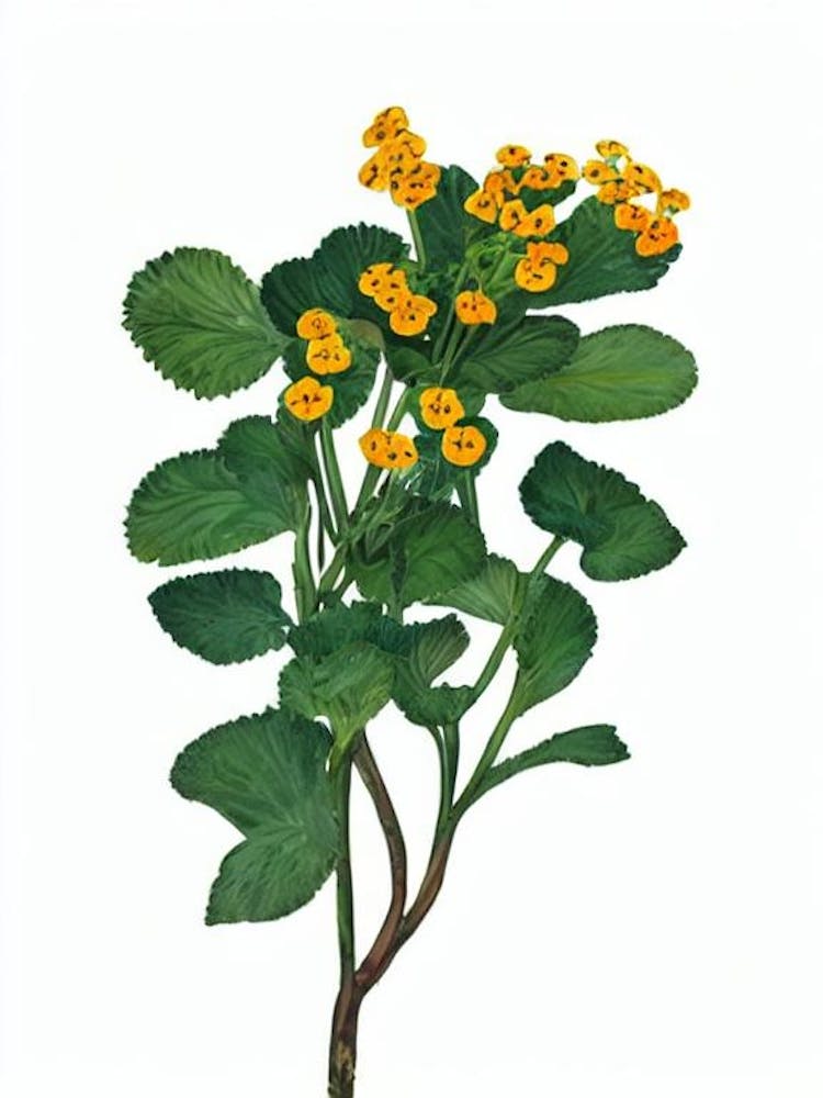 Pocketbook Plant (Calceolaria Herbeohybrida) Watercolor