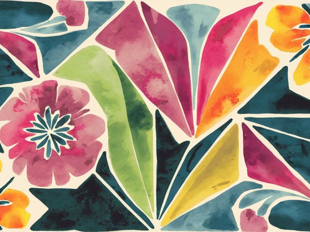 Vibrant Abstract Blooms Colorful Stained Glass Flower Art