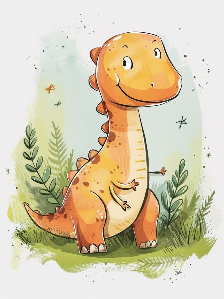Niedliche Cartoon-Dinosaurier-Illustration 1