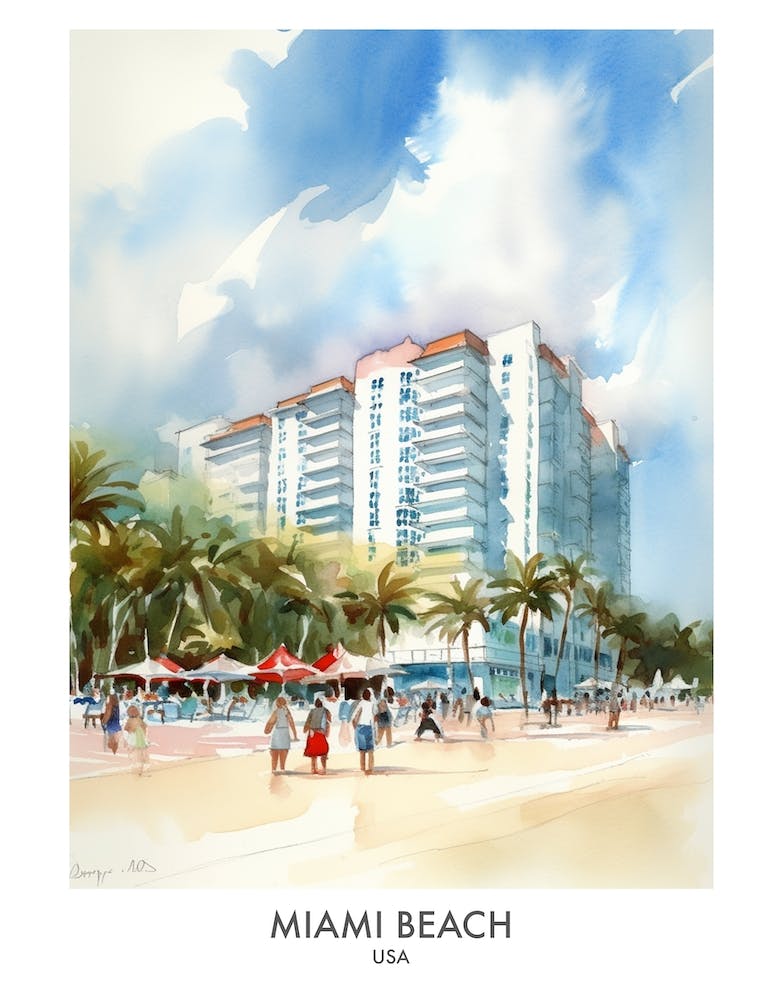 Miami Beach Aquarell-Reiseposter 3