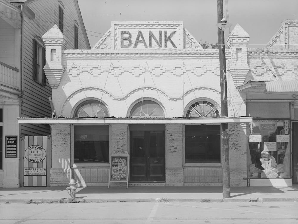Vacant Bank Building, Saint Martinville, Louisiana By Russell Lee