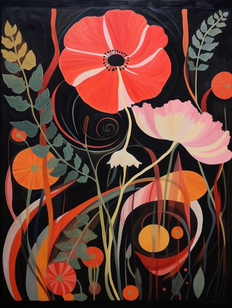 Poppy 3 Hilma Af Klint Inspired Flower Illustration
