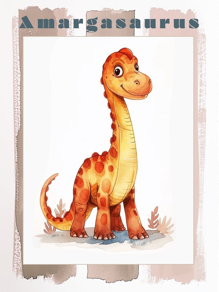 Cute Cartoon Amargasaurus Dinosaur 3 Poster