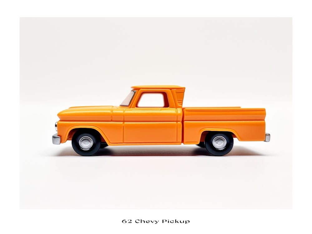 Toy Car 62 Chevy Pickup Orange Poster