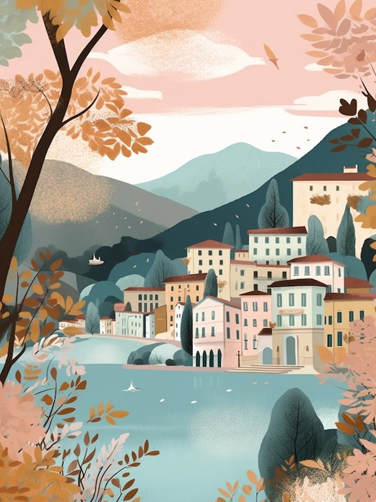 Lake Como, Italy Illustration