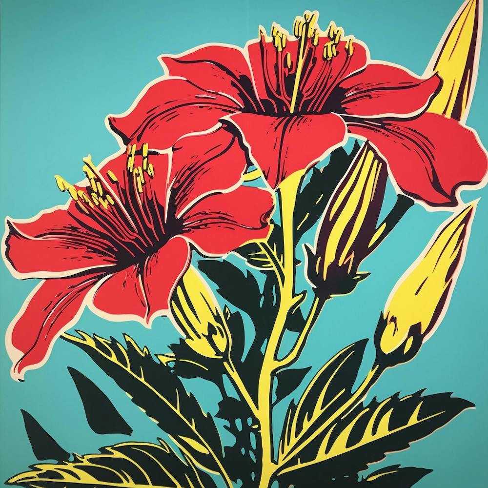 Gloriosa Lily 2 Pop Art Illustration Square