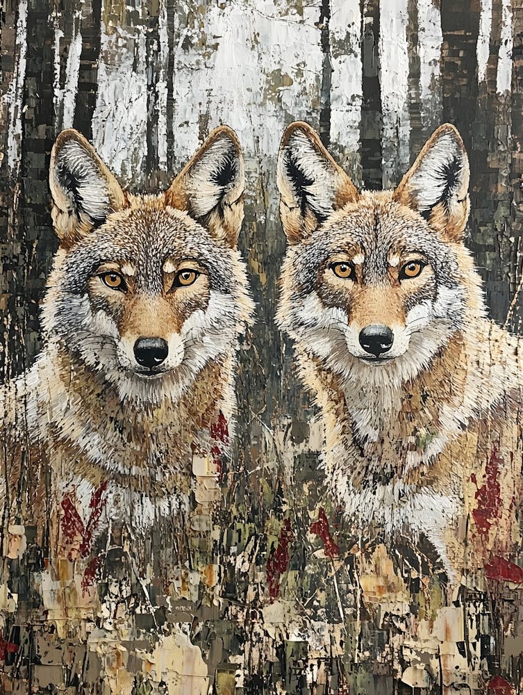 Coyote Twins In Acrylic