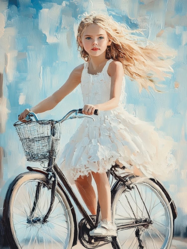 Little Girl Riding A Bike