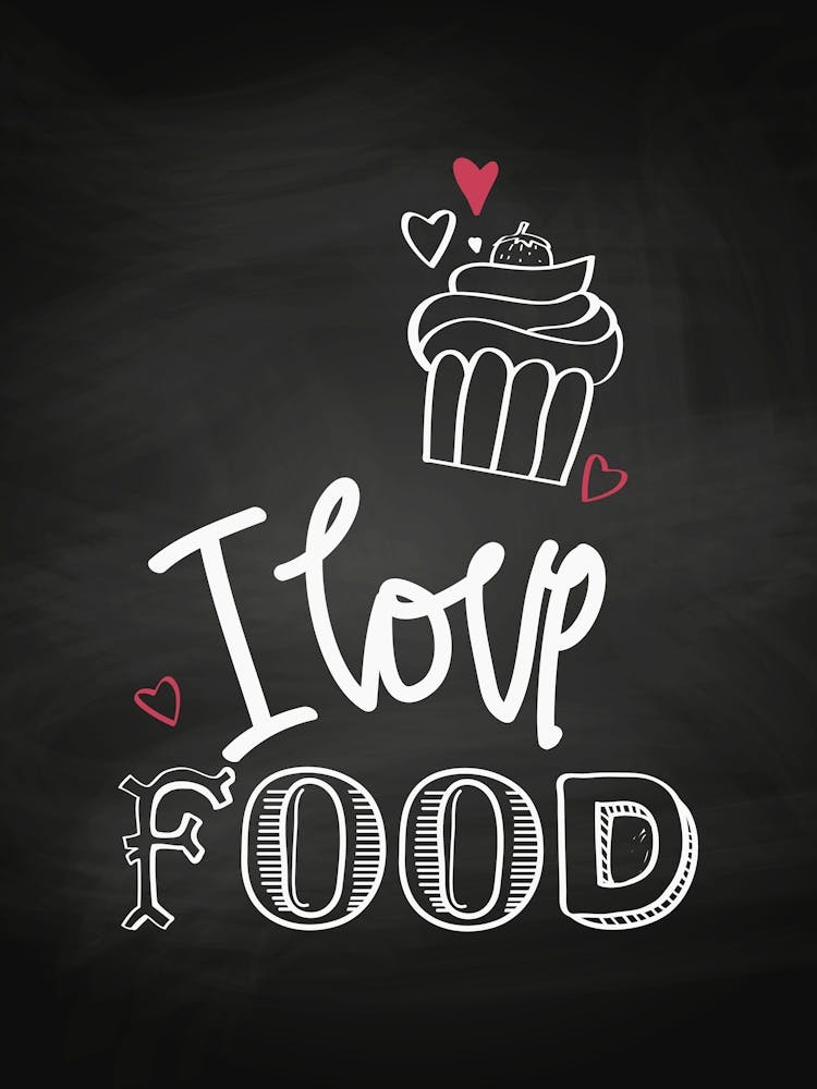 I Love Food - kitchen art, kitchen poster