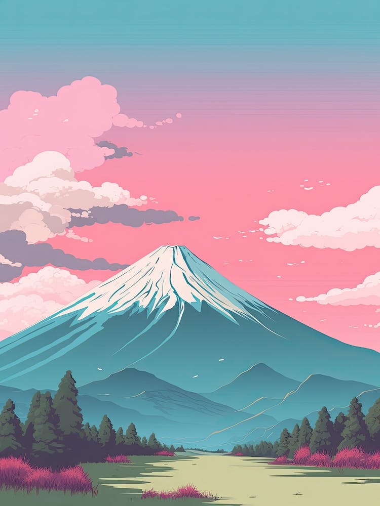 Mount Fuji Japan Travel Illustration 3
