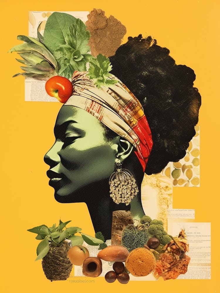 Afro Collage Portrait Yellow