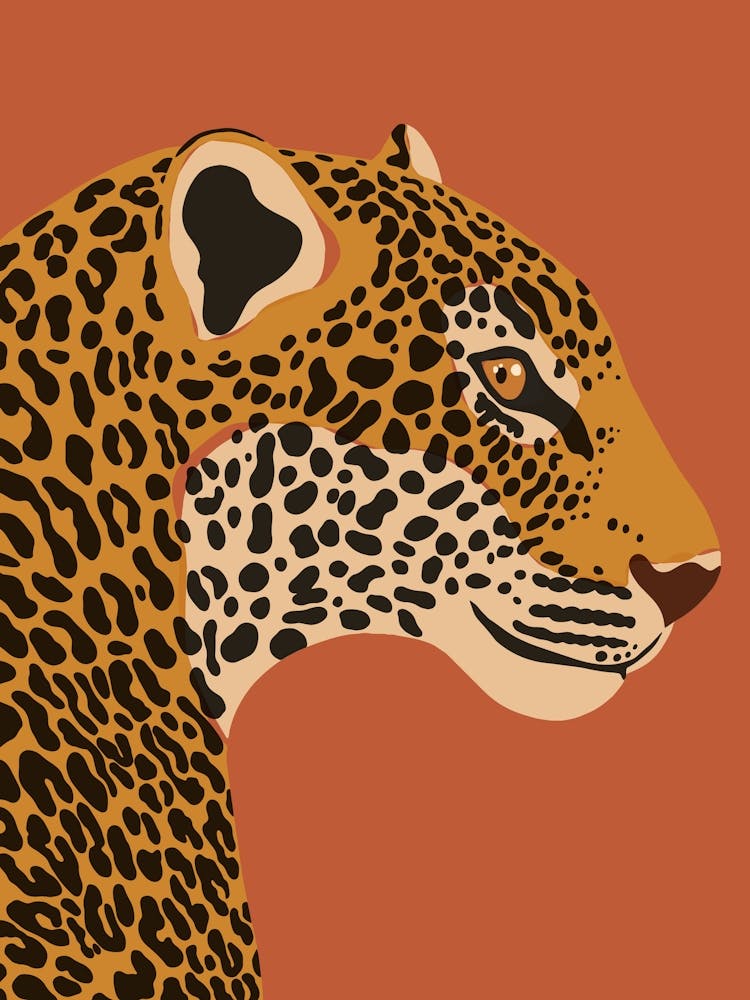 Jungle Safari Leopard on Red Brown