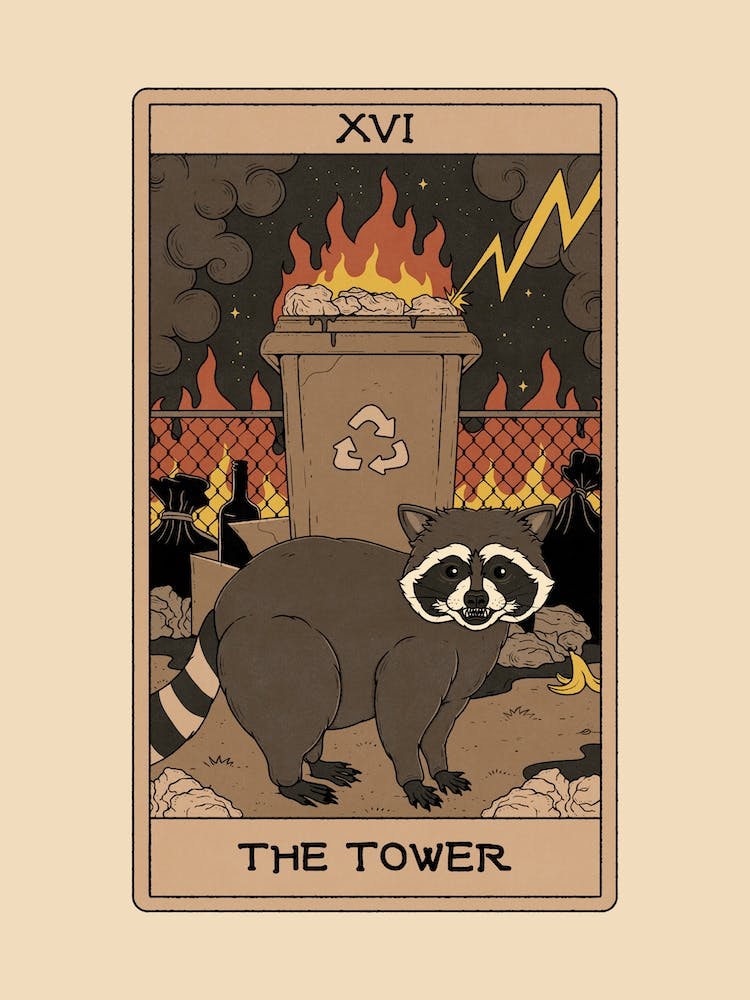The Tower  Raccoons Tarot